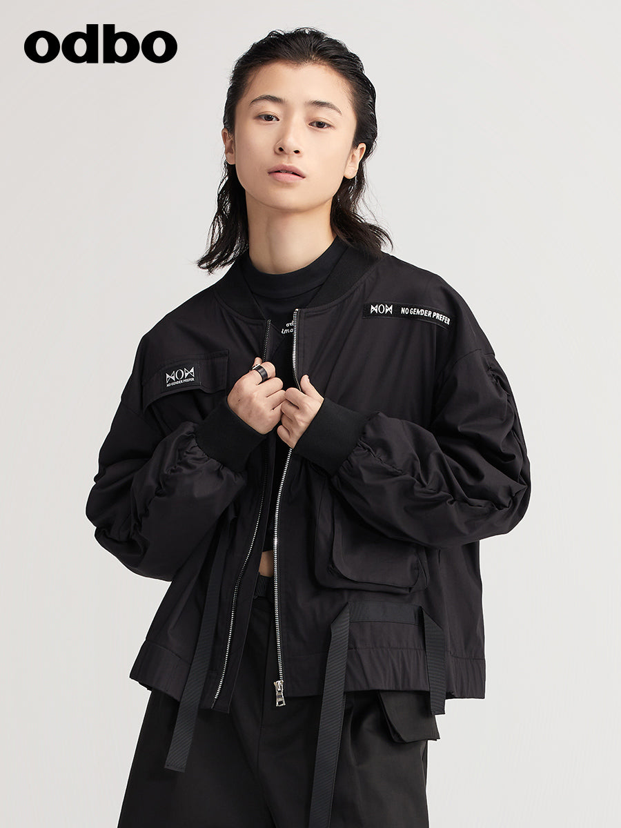 【商場同款】odbo/歐迪比歐2022新款時尚短外套女百搭棒球服夾克