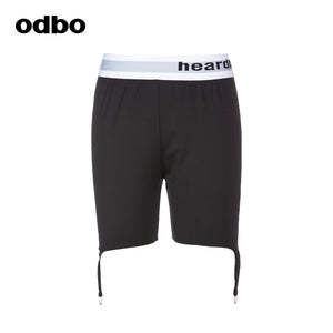 Odbo logo印花束腰時尚運動騎行褲女夏季2022年新款百搭薄款短褲