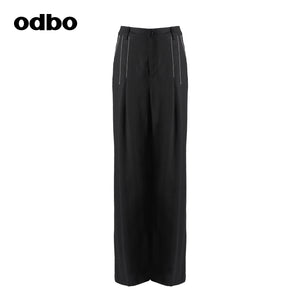【商場同款】odbo/歐迪比歐秋冬2022新款垂感休閒褲女闊腿長褲
