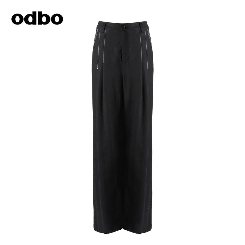【商場同款】odbo/歐迪比歐秋冬2022新款垂感休閒褲女闊腿長褲