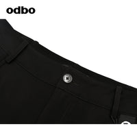 Odbo今年流行高腰垂感裙褲女秋季2022年黑色顯瘦寬鬆闊腿休閒褲