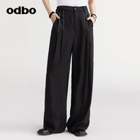 【商場同款】odbo/歐迪比歐秋冬2022新款垂感休閒褲女闊腿長褲