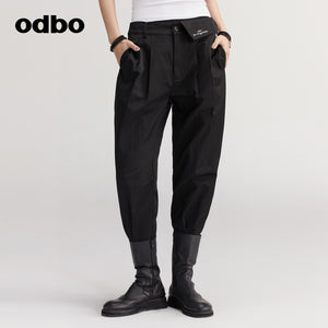 【商場同款】odbo/歐迪比歐休閒哈倫褲女秋冬2022新款百搭束腳褲