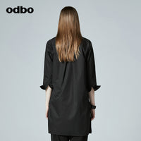 Odbo/歐迪比歐專櫃同款設計師品牌新款女簡約中長氣質襯衫外套