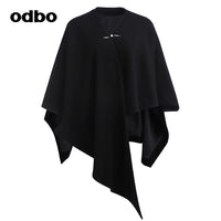 【商場同款】odbo/歐迪比歐不規則斗篷短外套女秋冬2022新款上衣