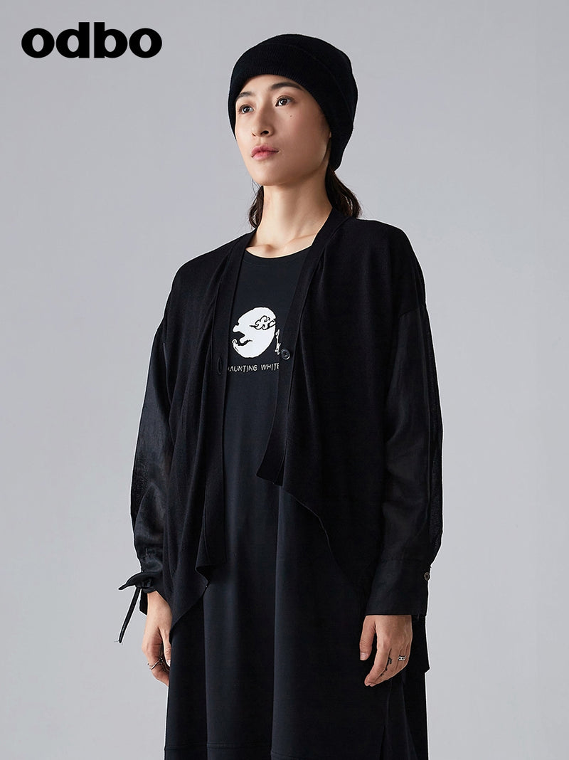 【商場同款】odbo/歐迪比歐春季2022年新款短外套女薄款針織開衫