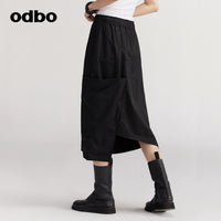 【商場同款】odbo/歐迪比歐純棉休閒半身裙女秋冬2022年新款裙子