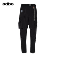 Odbo潮牌口袋織帶工裝褲男秋冬百搭2022新款鬆緊腰直筒休閒長褲