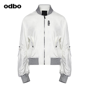 Odbo炸街潮流棒球服短外套女秋冬新款2022百搭寬鬆休閒飛行夾克