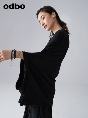 odbo 2022年新款 蝙蝠袖 V領t恤 女 寬鬆顯瘦上衣