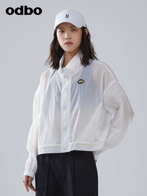 odbo 防曬服 女 夏季 抽繩 顯瘦 長袖立領 薄款外套
