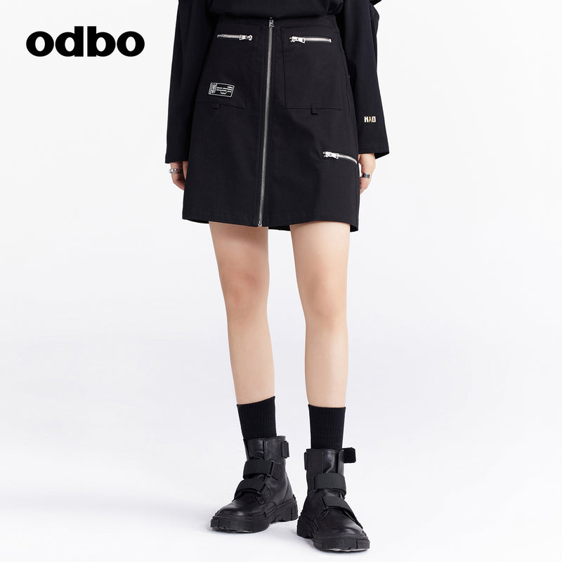 Odbo 原創設計時尚工裝風半身裙女夏季2022年新款百搭短款A字裙子