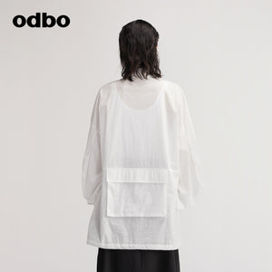 【商場同款】odbo/歐迪比歐秋冬2022新款休閒褲罩衫外套女上衣