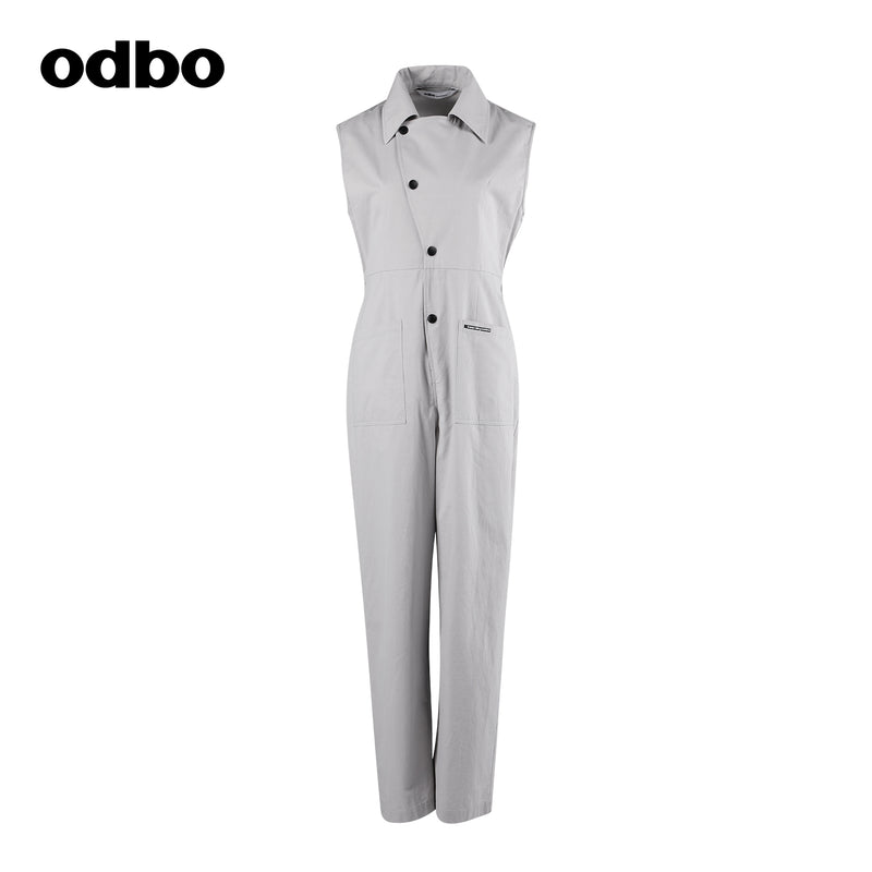 odbo原創品牌 工裝風 連體褲 長褲 灰色女