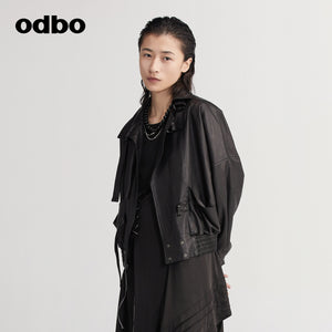 odbo 真皮 皮衣外套女 2022新款 百搭夾克